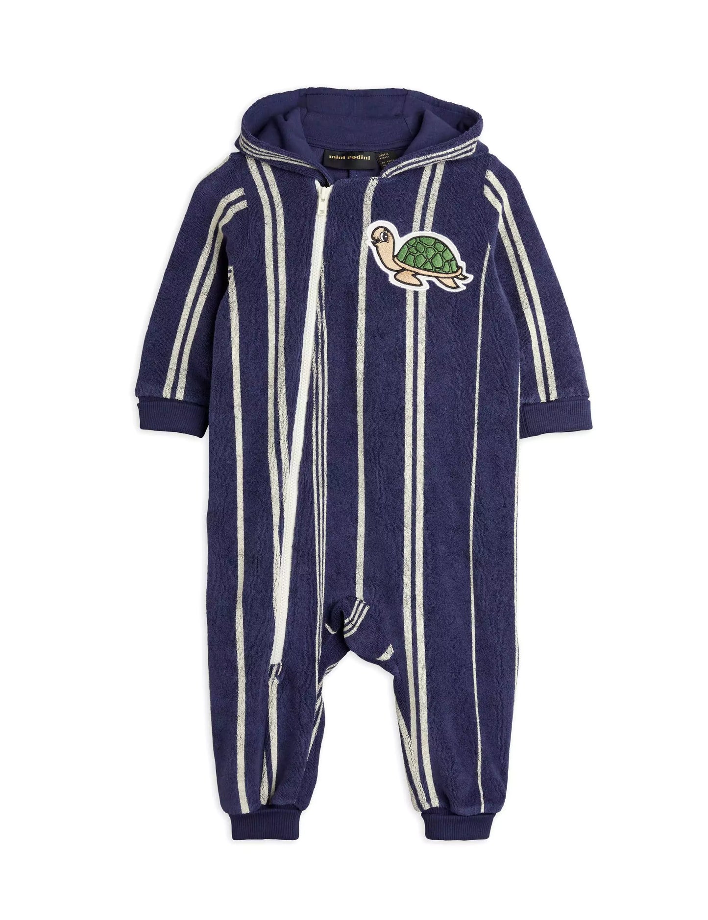 Mini Rodini Turtle Terry Onesie - Tummansininen