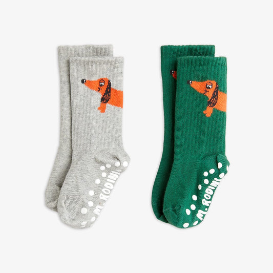 Mini Rodini Dog 2-pack anti-slip socks - Mäyräkoirasukat