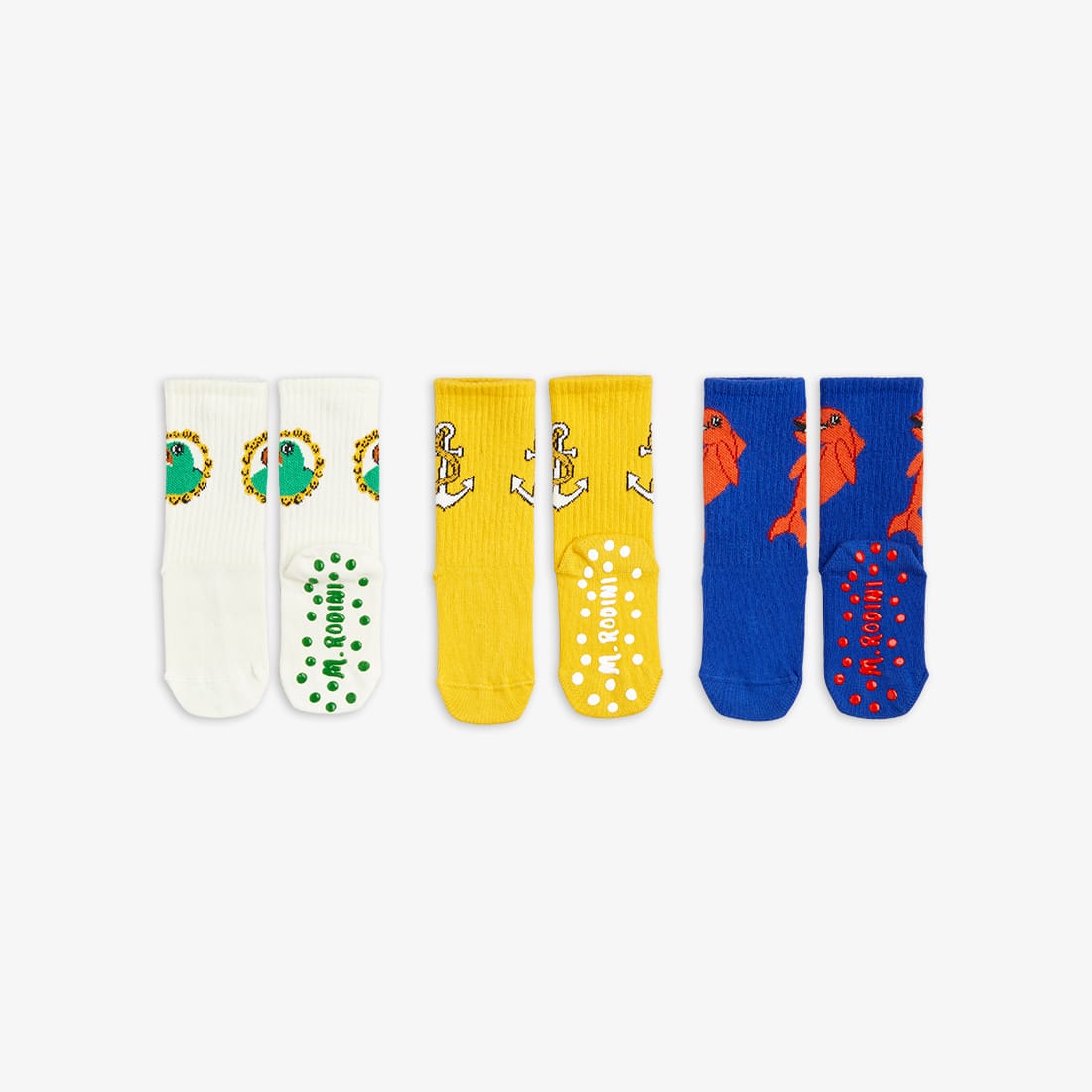 Mini Rodini Dolphin 3-pack anti-slip socks