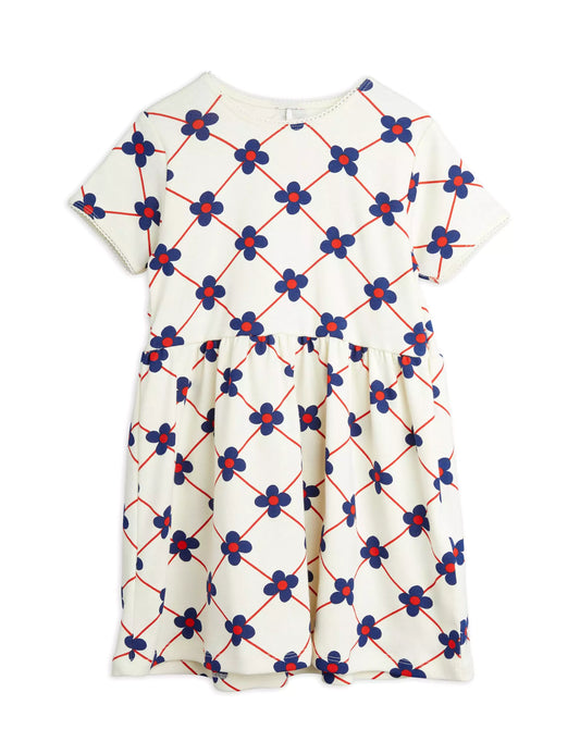 Mini Rodini Flower Check Mekko - Luonnonvalkoinen