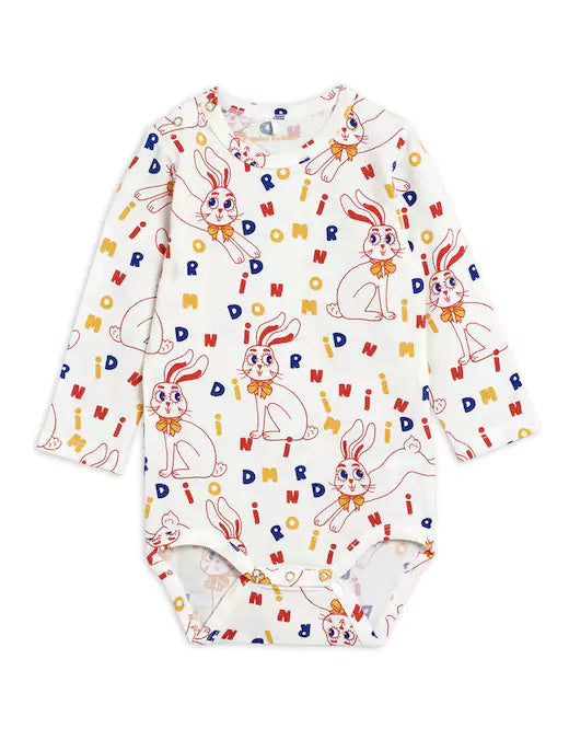 Mini Rodini Pitkähihainen Body - Kani - Luonnonvalkoinen