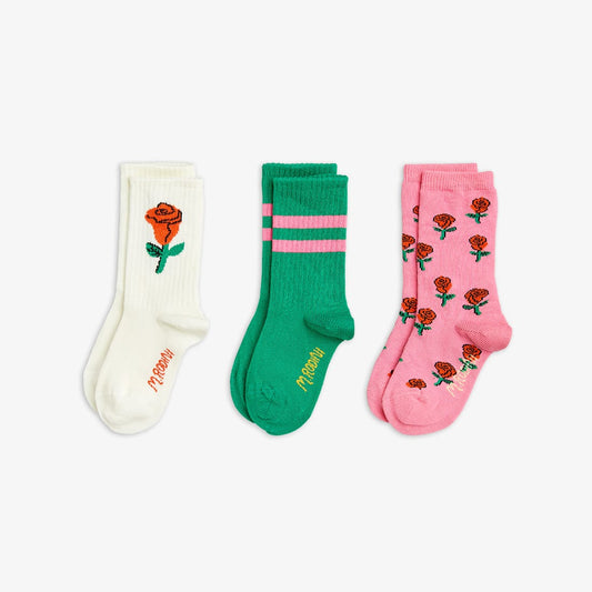 Mini Rodini Roses 3-pack Socks
