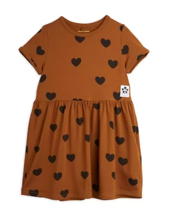 Mini Rodini Lyhythihainen Mekko - Ruskea - Sydän